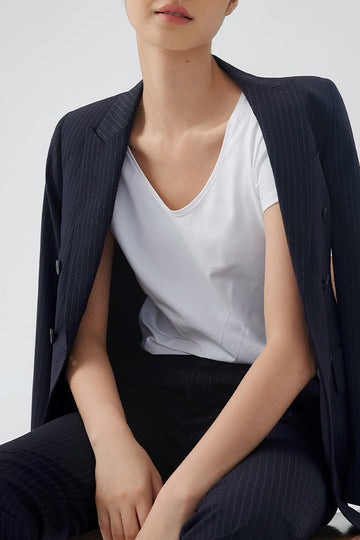 Blazer de Fiesta Doble Pecho Rayas Negro